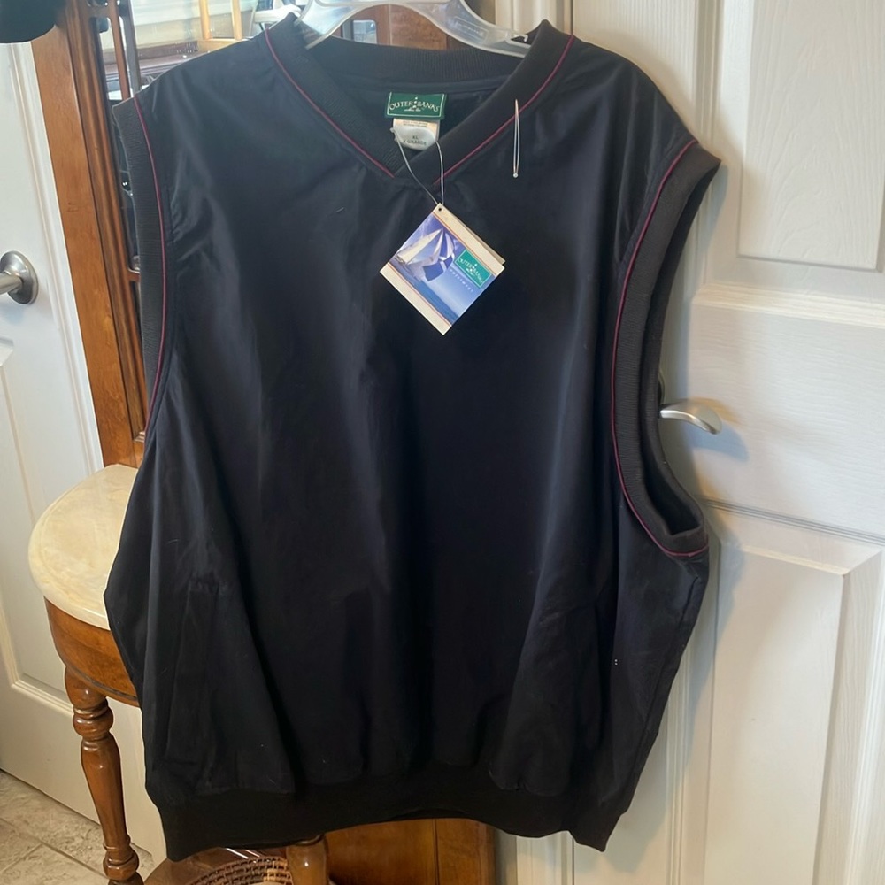 Outer Banks Nylon Wind Vest Black Wine Piping Size XL NEW
